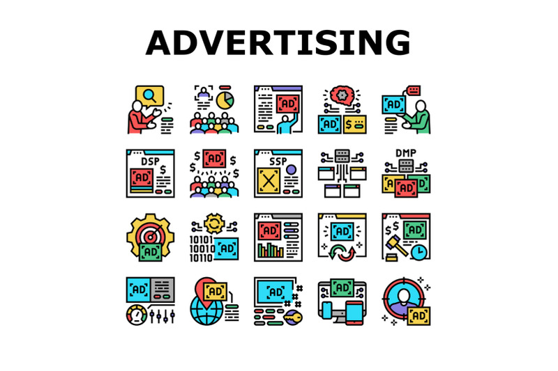 programmatic-advertising-service-icons-set-vector