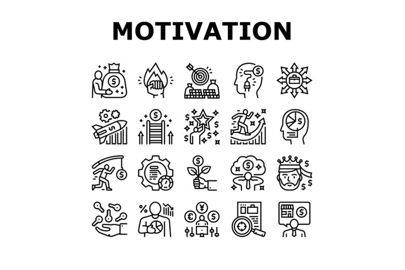 business-motivation-collection-icons-set-vector