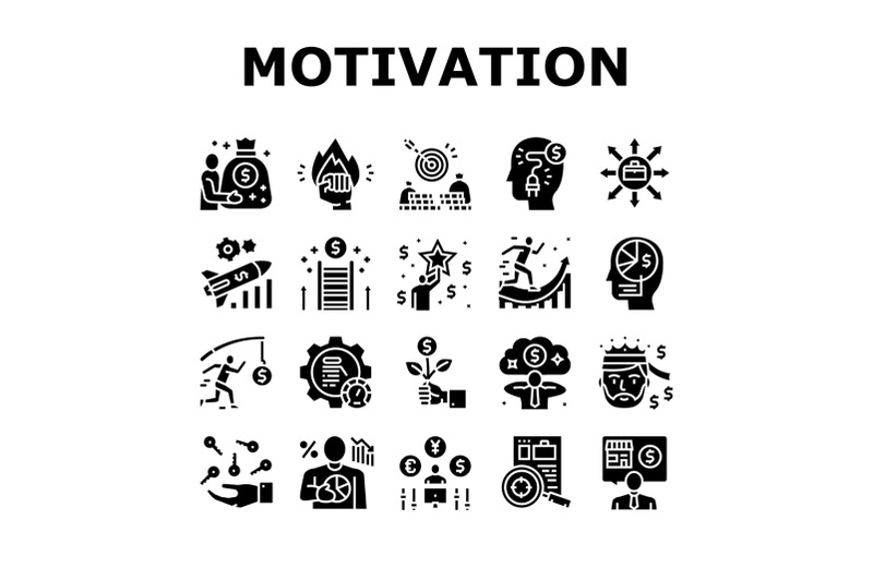 business-motivation-collection-icons-set-vector