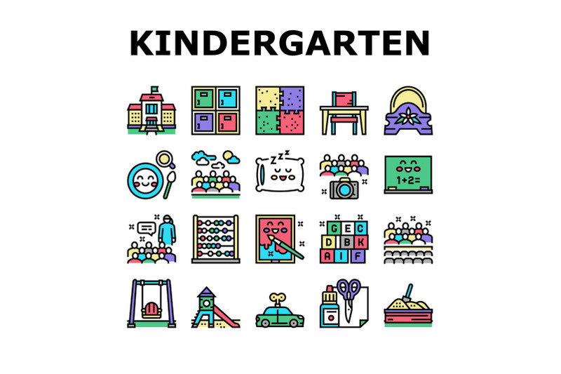 kindergarten-activity-collection-icons-set-vector