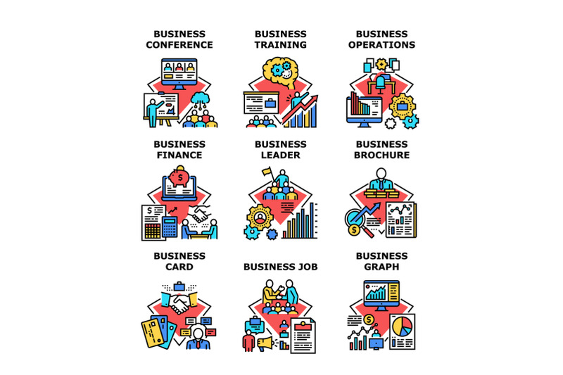 business-training-set-icons-vector-illustrations