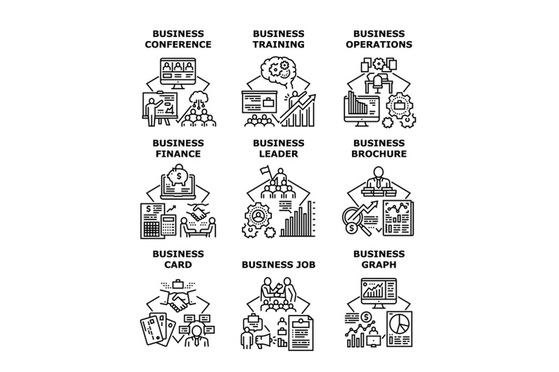 business-training-set-icons-vector-illustrations