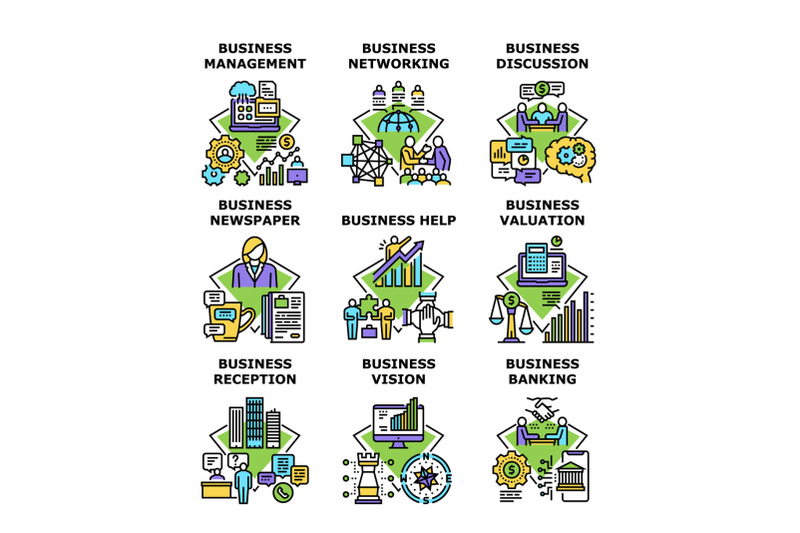 business-vision-set-icons-vector-illustrations