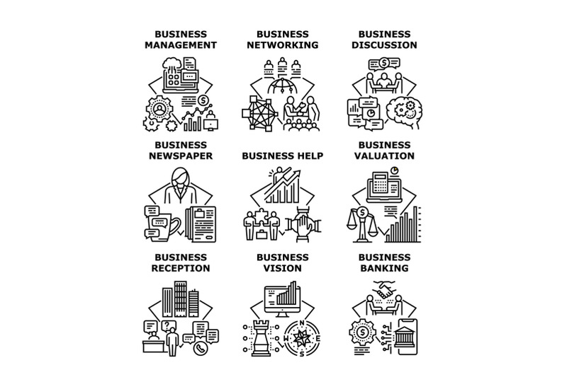 business-vision-set-icons-vector-illustrations