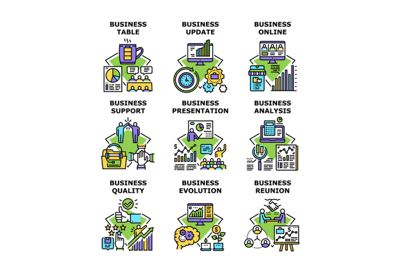 business-evolution-set-icons-vector-illustrations