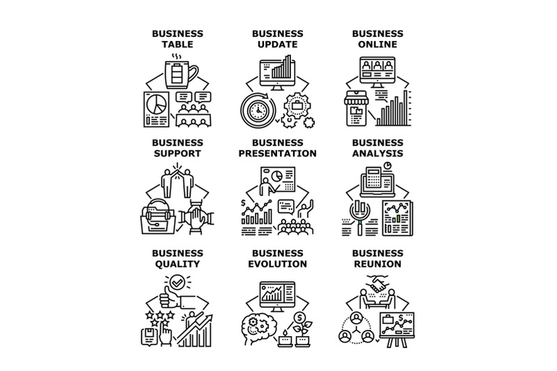 business-evolution-set-icons-vector-illustrations