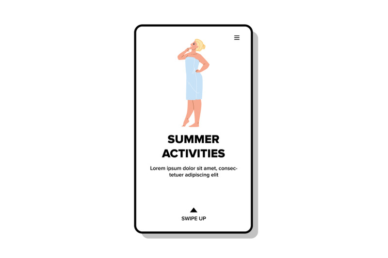 summer-activities-young-woman-on-vacation-vector