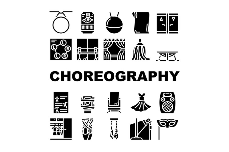 choreography-dance-collection-icons-set-vector