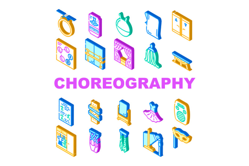 choreography-dance-collection-icons-set-vector