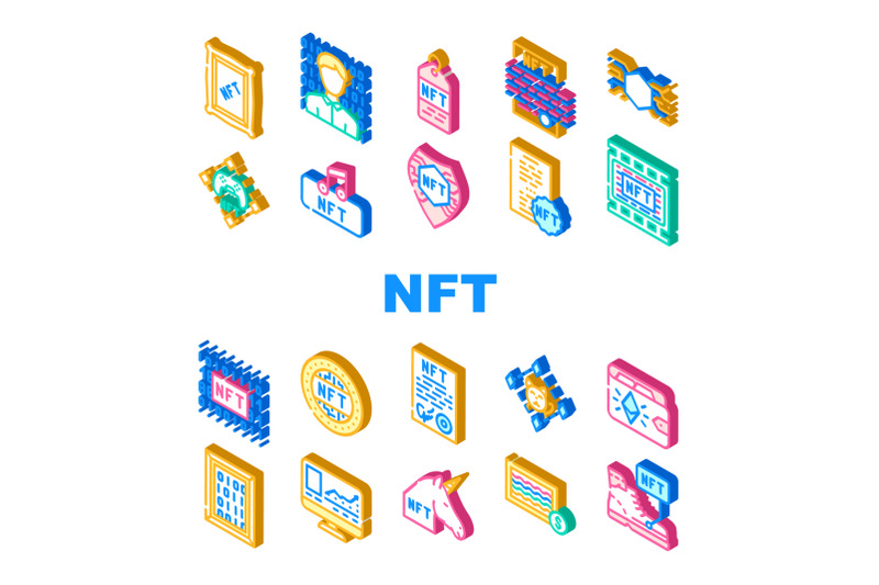 nft-digital-technology-collection-icons-set-vector