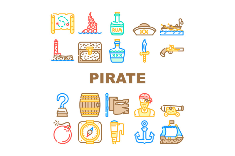 pirate-sea-robber-collection-icons-set-vector