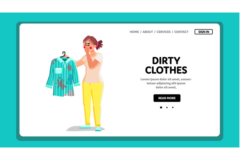 dirty-clothes-holding-woman-with-disgust-vector