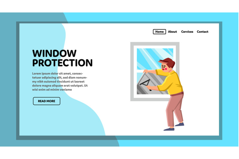 window-protection-accessory-installing-man-vector