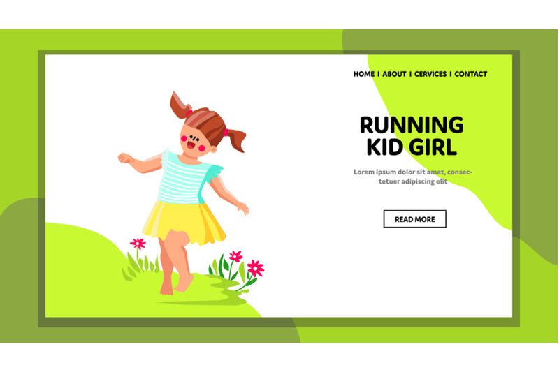 kid-girl-running-on-flower-field-outdoor-vector