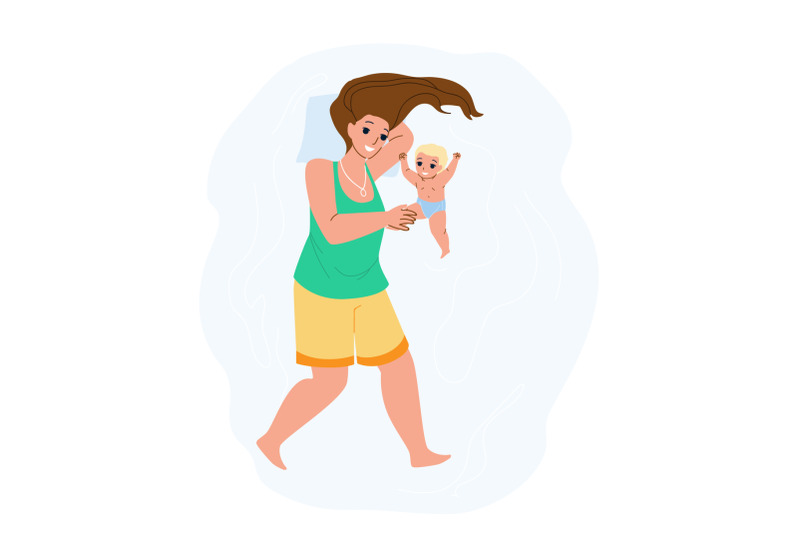 mother-and-newborn-baby-playing-together-vector