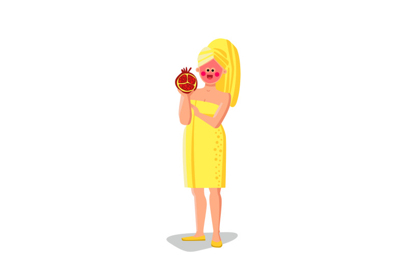 pomegranate-face-mask-treat-young-woman-vector