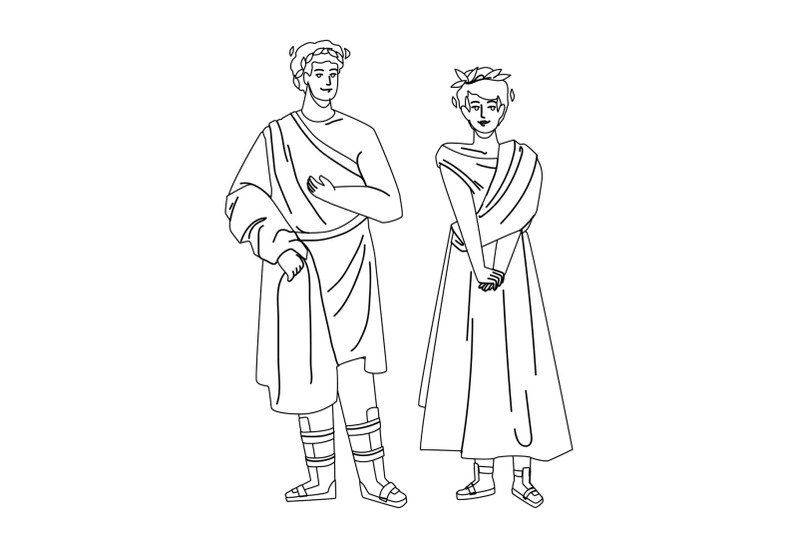 roman-man-and-woman-in-traditional-clothes-vector