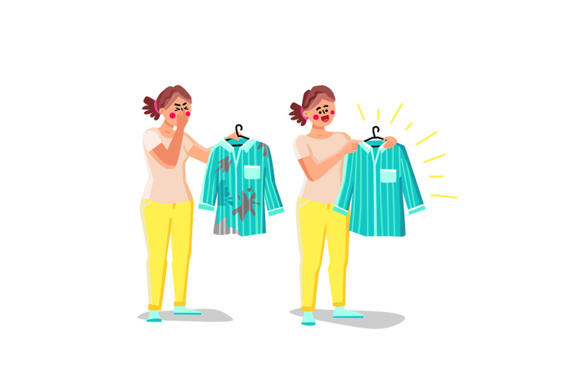 woman-holding-smell-and-washing-clothes-vector