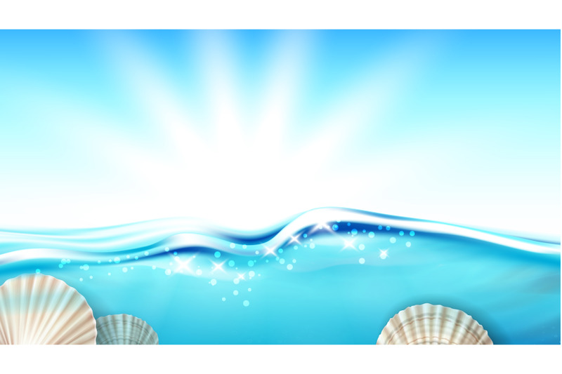 scallop-mollusk-in-ocean-water-copy-space-vector