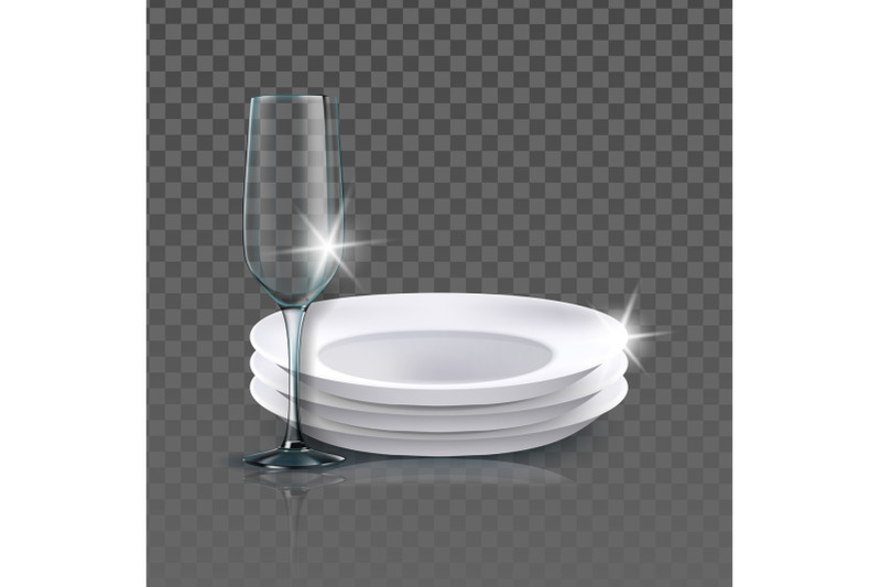 clean-plates-and-wineglass-kitchenware-vector