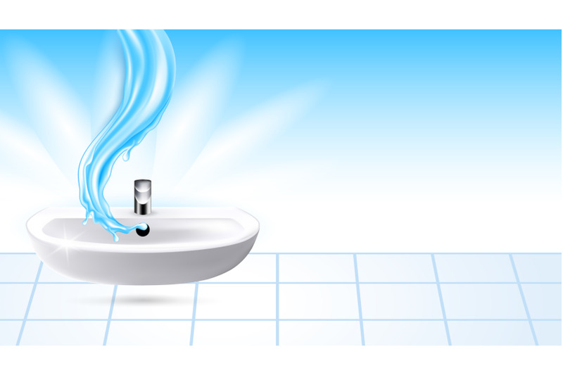 bathroom-sink-with-flowing-water-copy-space-vector