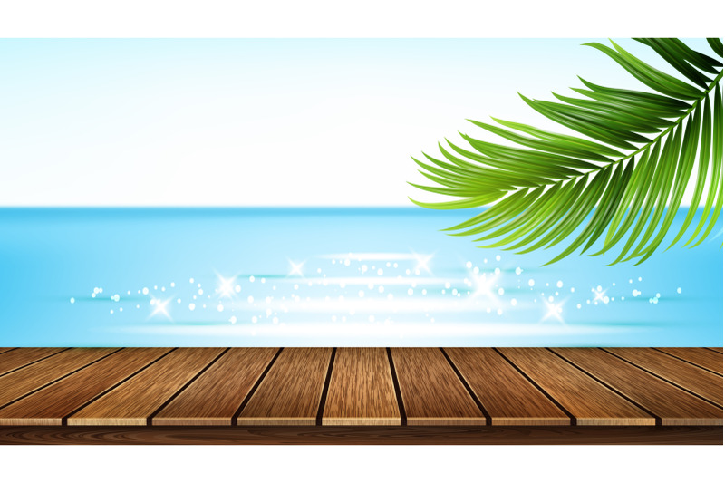 seashore-wooden-pier-sea-and-tree-branch-vector