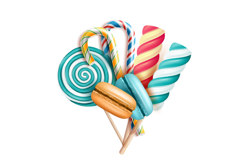 macaroons-cakes-and-lollipop-candies-set-vector