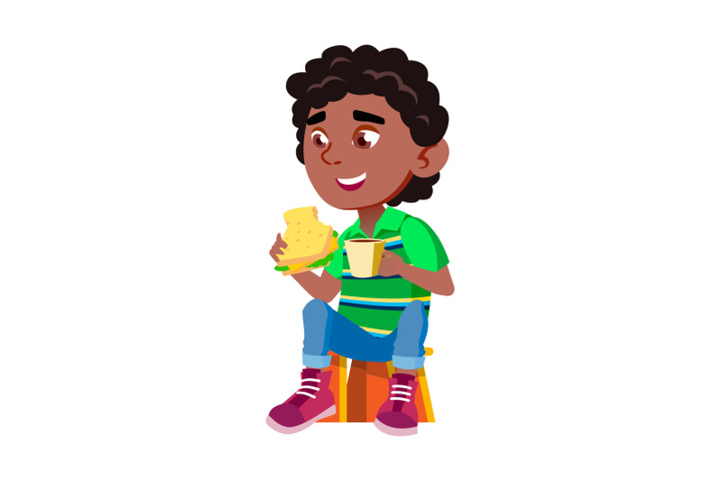 boy-child-eating-sandwich-and-drink-cocoa-vector