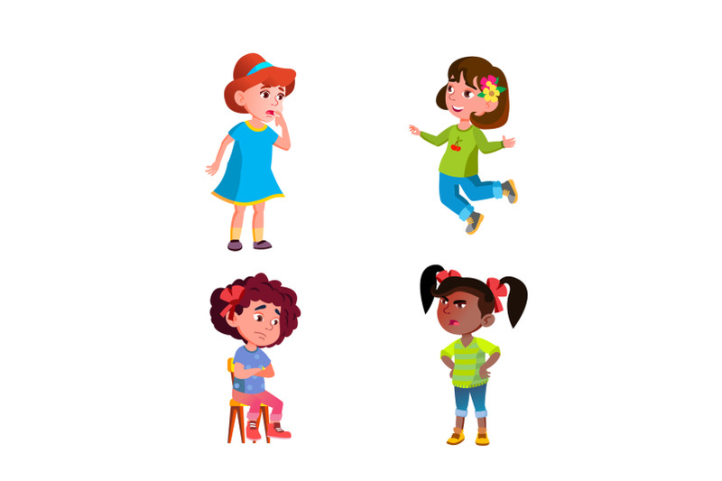 girls-children-different-emotions-mood-set-vector