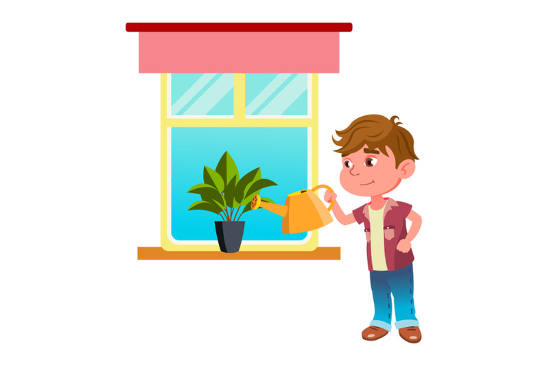 boy-child-watering-house-plant-with-can-vector