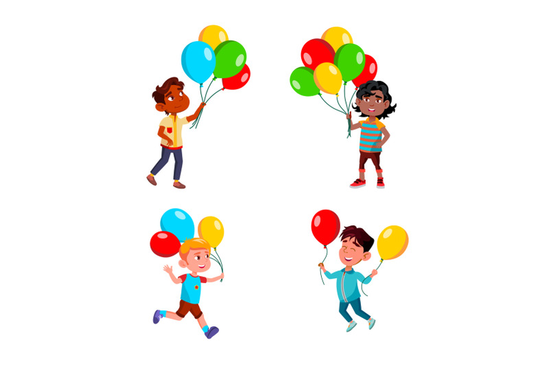 boys-children-walking-with-air-balloons-set-vector