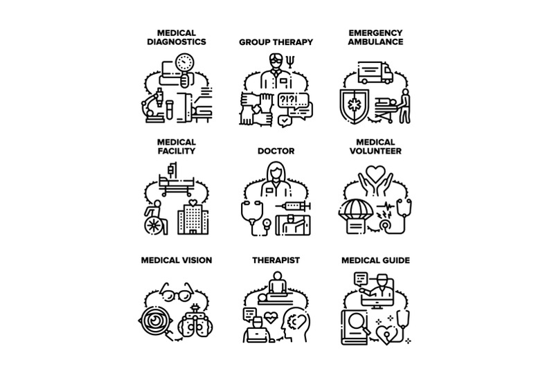 medical-therapy-set-icons-vector-illustrations