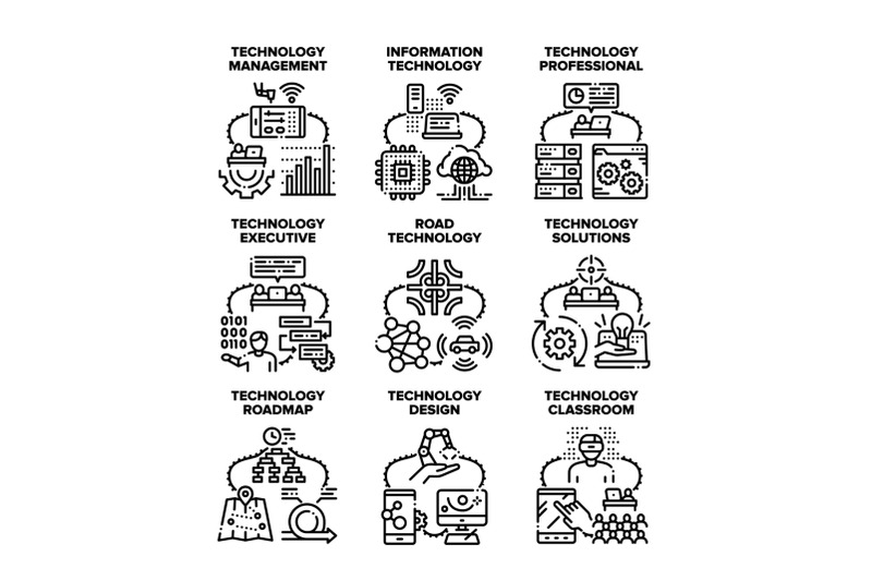 technology-solution-set-icons-vector-illustrations