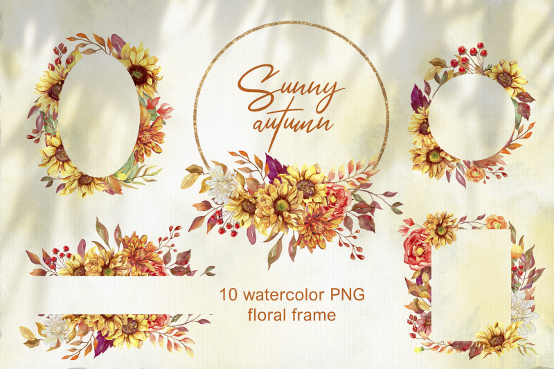 sunflower-bouquet-png-floral-frame-autumn-wreath-clipart