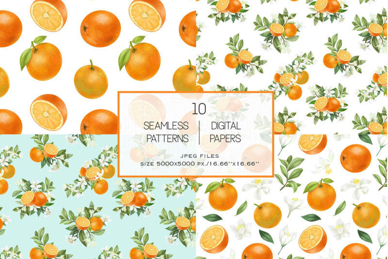 oranges-patterns-set