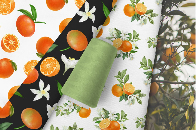 oranges-patterns-set