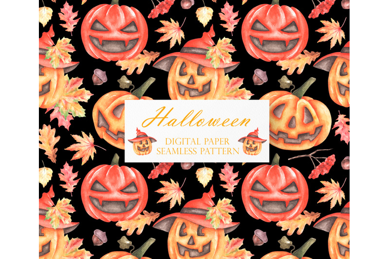 halloween-pumpkins-watercolor-seamless-pattern-scary-pumpkins-leaf