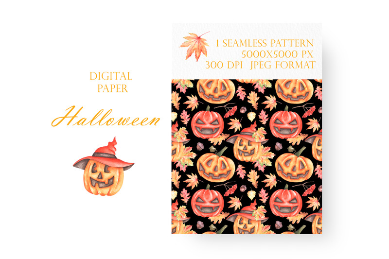 halloween-pumpkins-watercolor-seamless-pattern-scary-pumpkins-leaf