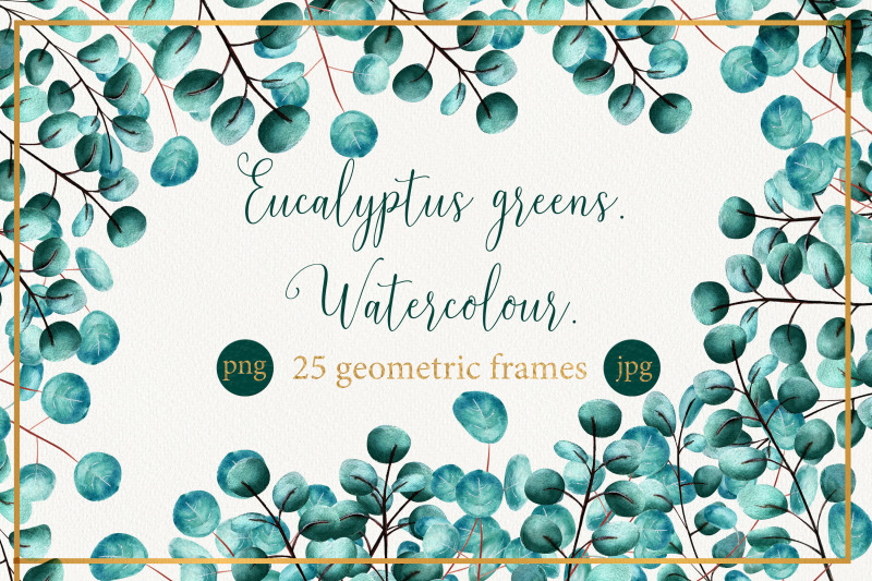 watercolor-frames-with-eucalyptus-leaves
