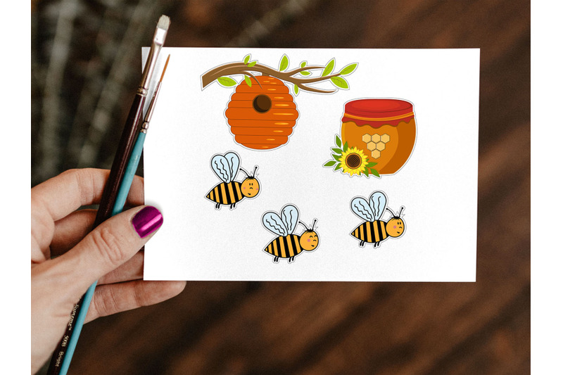 clipart-set-of-bees-and-honey