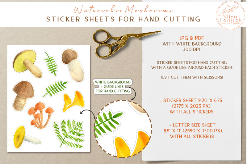 fall-printable-sticker-pack-watercolor-mushroom-stickers