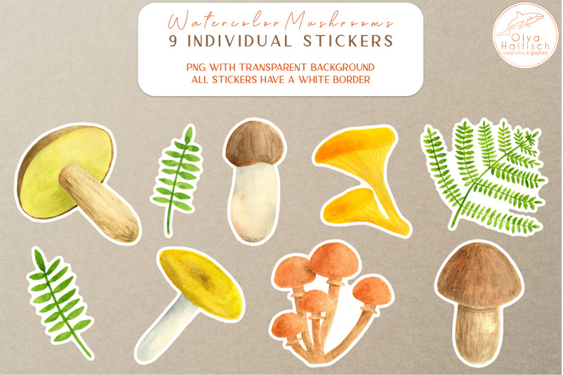 fall-printable-sticker-pack-watercolor-mushroom-stickers