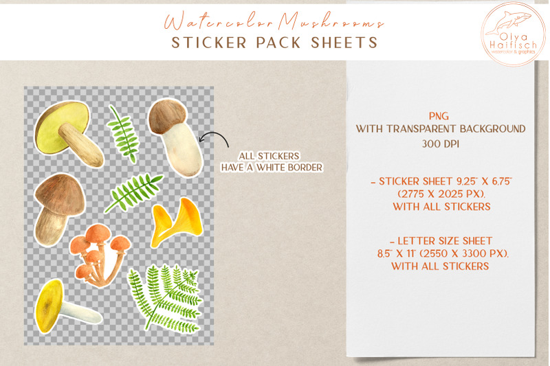 fall-printable-sticker-pack-watercolor-mushroom-stickers
