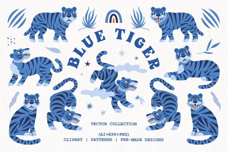 blue-tiger-vector-collection