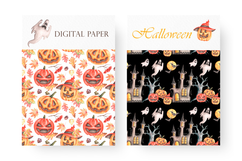 halloween-watercolor-seamless-patterns-halloween-party-patterns