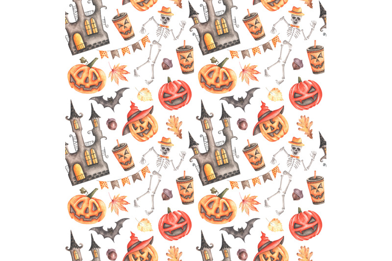 halloween-party-watercolor-seamless-pattern-pumpkin-ghost-bat