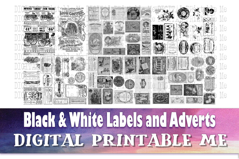 vintage-labels-and-advertisements-black-white-junk-journal-antique-a