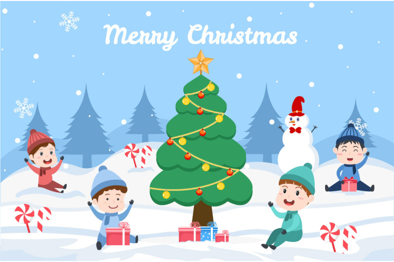 8-merry-christmas-with-family-and-santa-background-vector