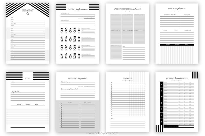working-online-printable-planner-black-and-white-edition