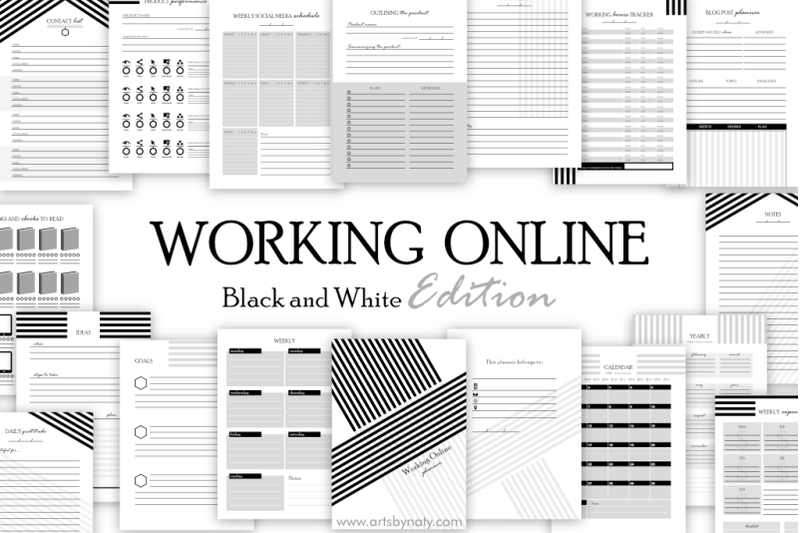 working-online-printable-planner-black-and-white-edition